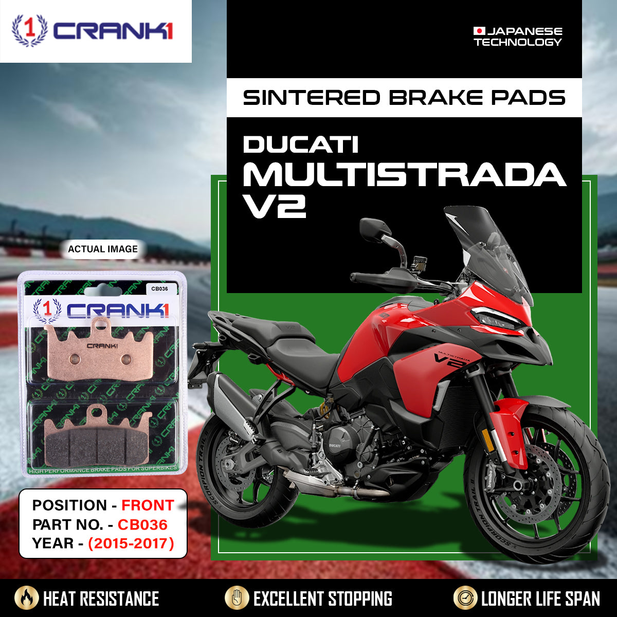 Sintered Brake Pads For Ducati Multistrada V2 (2015-2017) - Front - CB036 - 2 Sets