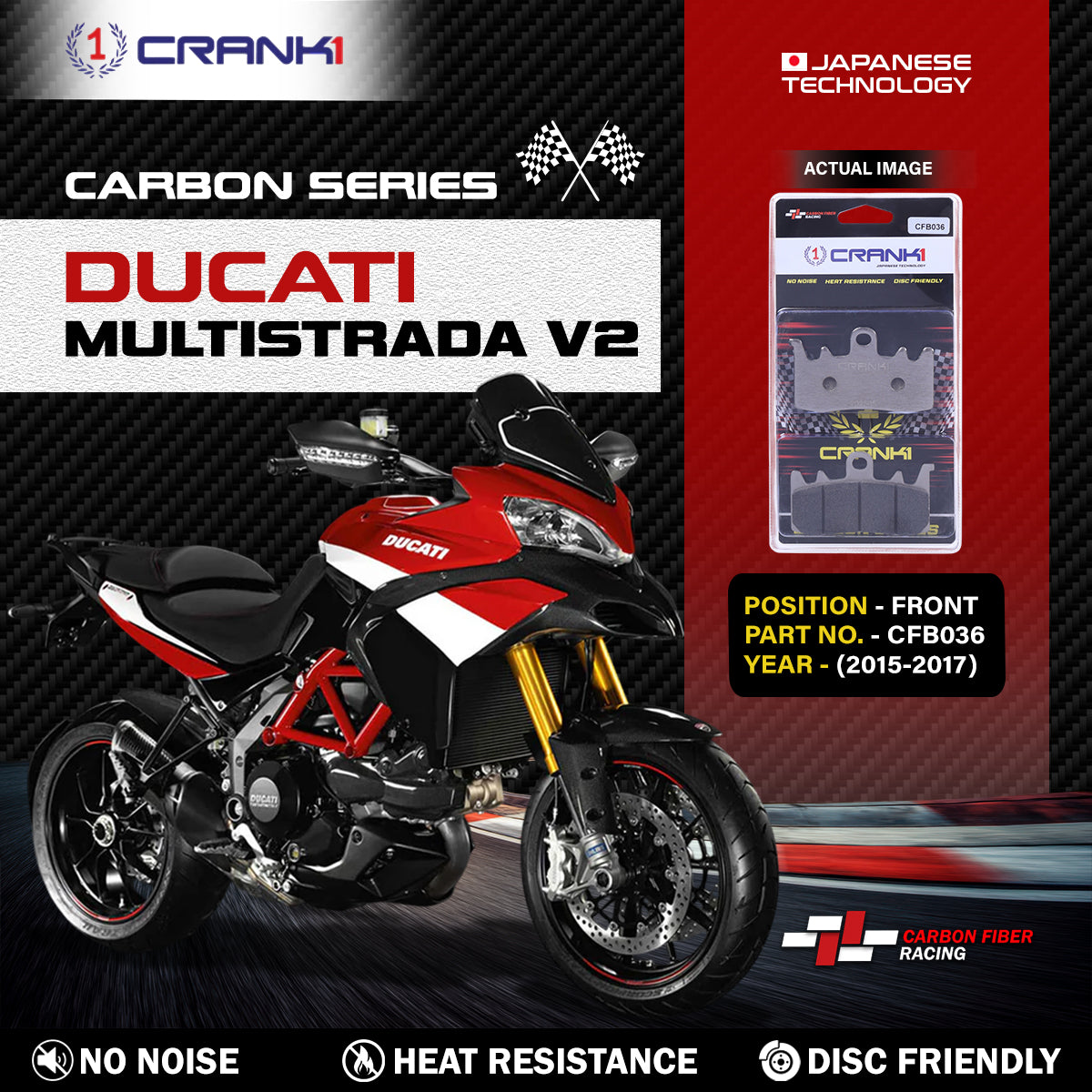 Carbon Brake Pads For Ducati Multistrada V2 (2015-2017) - Front - CFB036 - 2 Sets