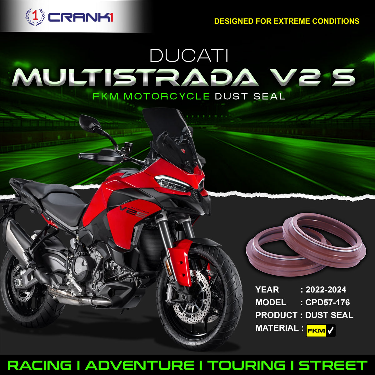 Fork Dust Seals Pair For Ducati Multistrada V2 S (2022-2024) - CPD57-176