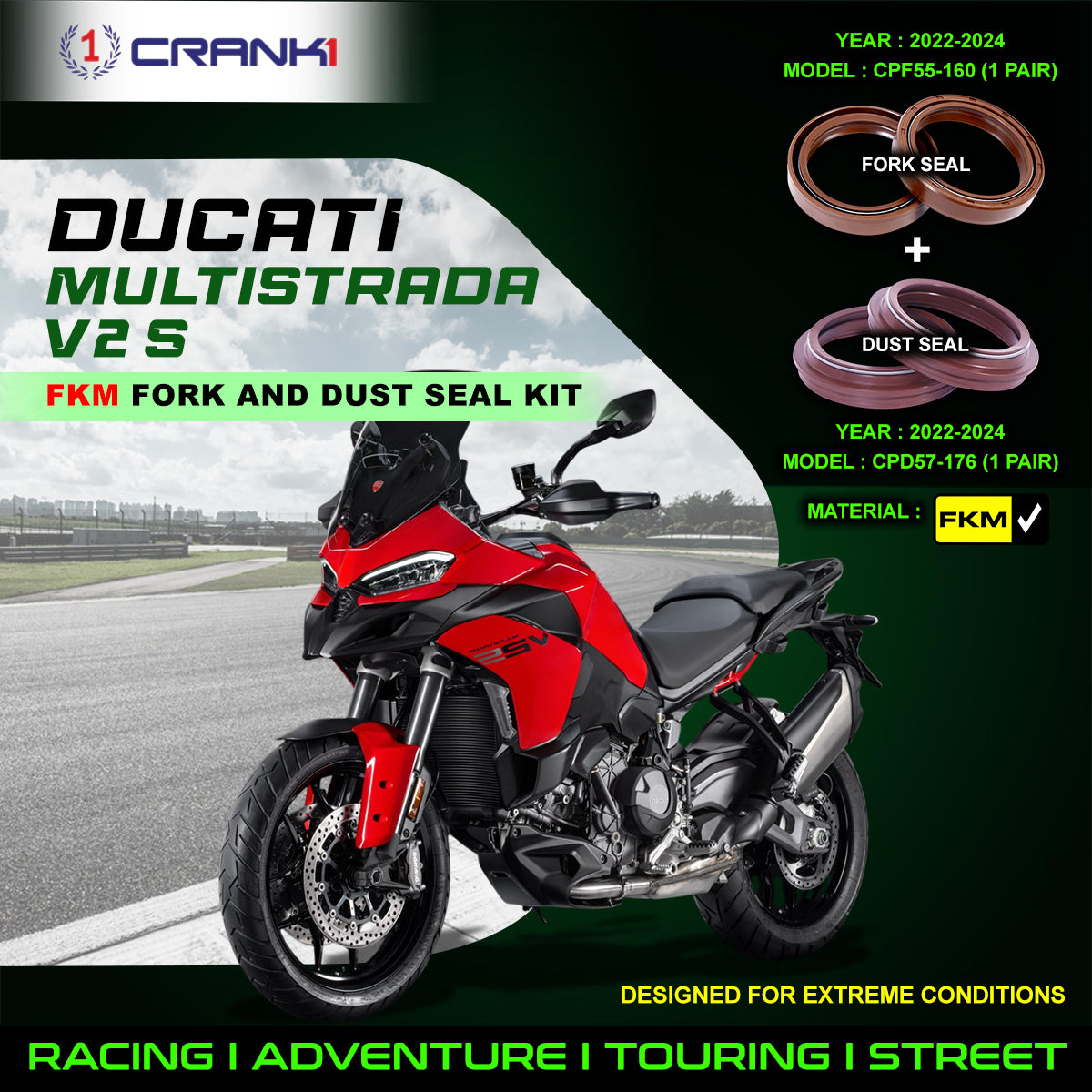 Fork And Dust Seals Kit For Ducati Multistrada V2 S (2022-2024)