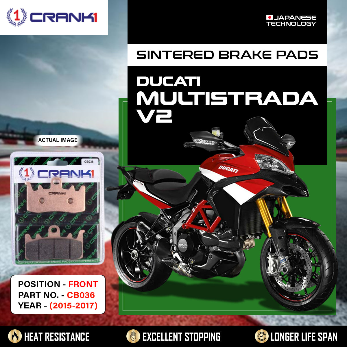 Sintered Brake Pads For Ducati Multistrada V2 (2015-2017) - Front - CB036 - 2 Sets