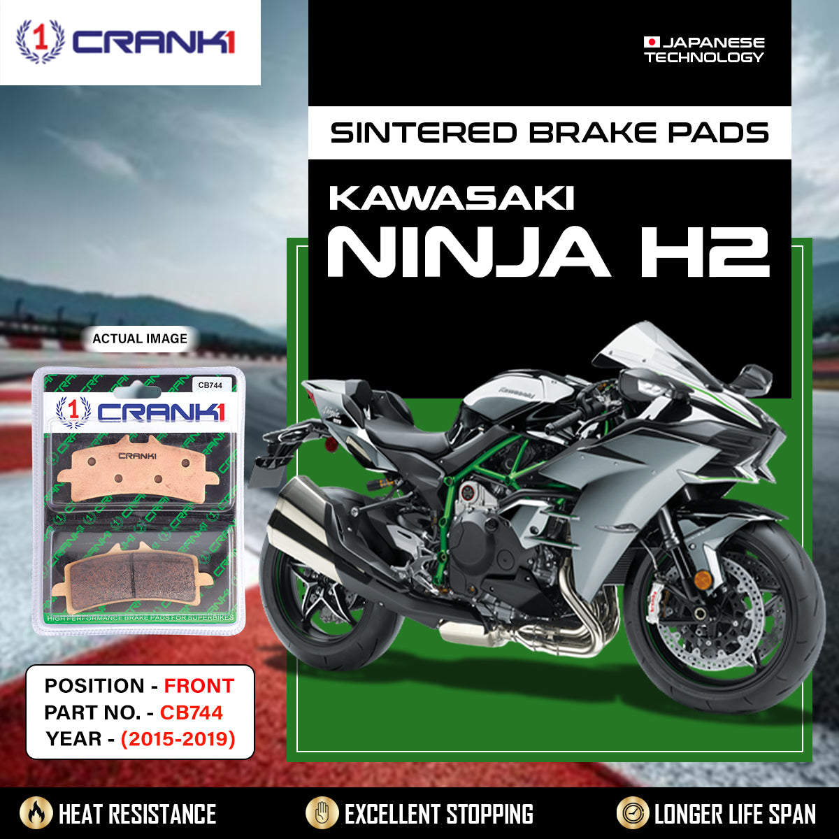 Sintered Brake Pads For Kawasaki Ninja H2 (2015-2019) - Front - CB744 - 2 Sets