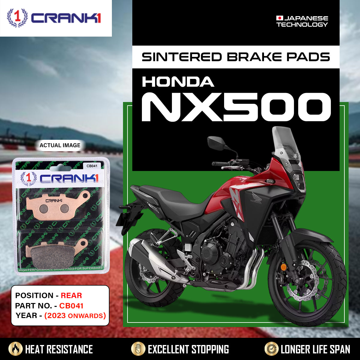 Sintered Brake Pads For Honda NX500 (2023 Onwards) - Rear - CB041