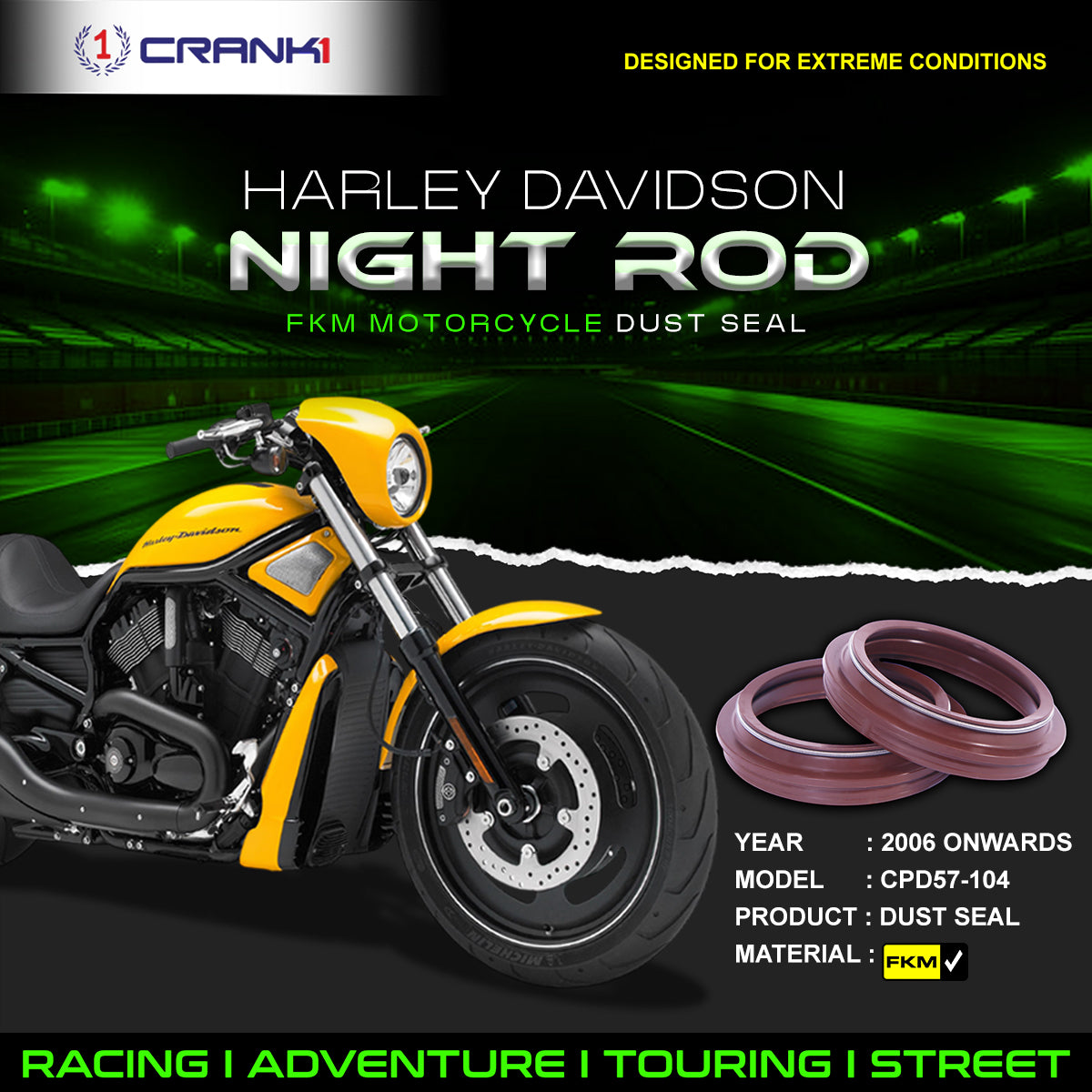 Fork Dust Seals Pair For Harley Davidson Night Rod (2006 Onwards) - CPD57-104