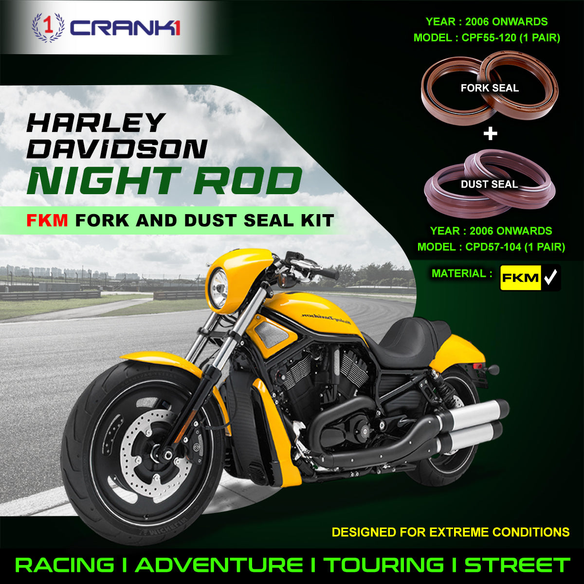 Fork And Dust Seals Kit For Harley Davidson Night Rod (2006 Onwards)