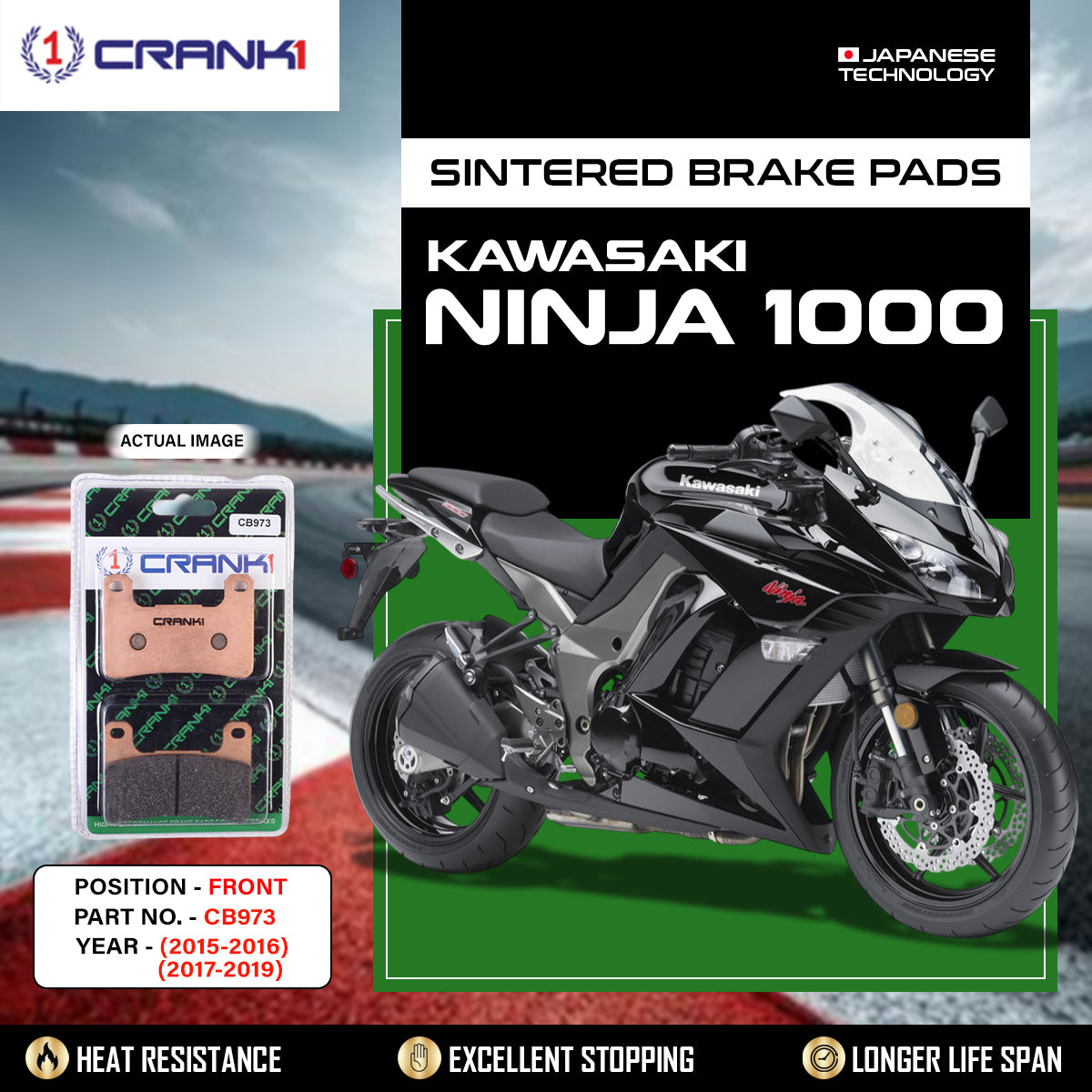 Sintered Brake Pads For Kawasaki Ninja 1000 (2015-2016) (2017-2019) - Front - CB973 - 2 Sets
