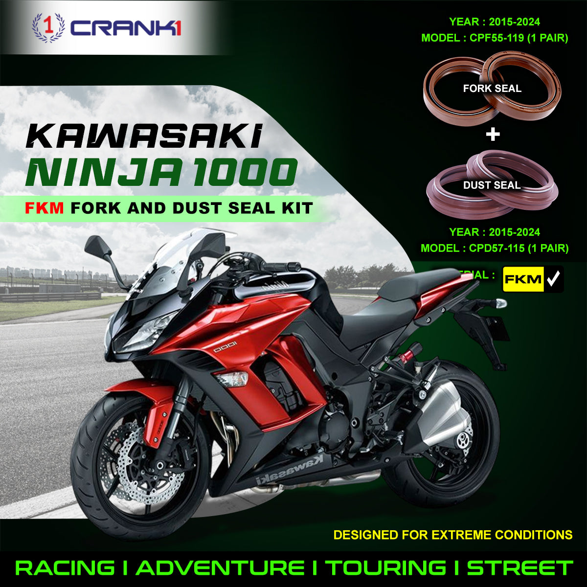 Fork And Dust Seals Kit For Kawasaki Ninja 1000 (2015-2024)