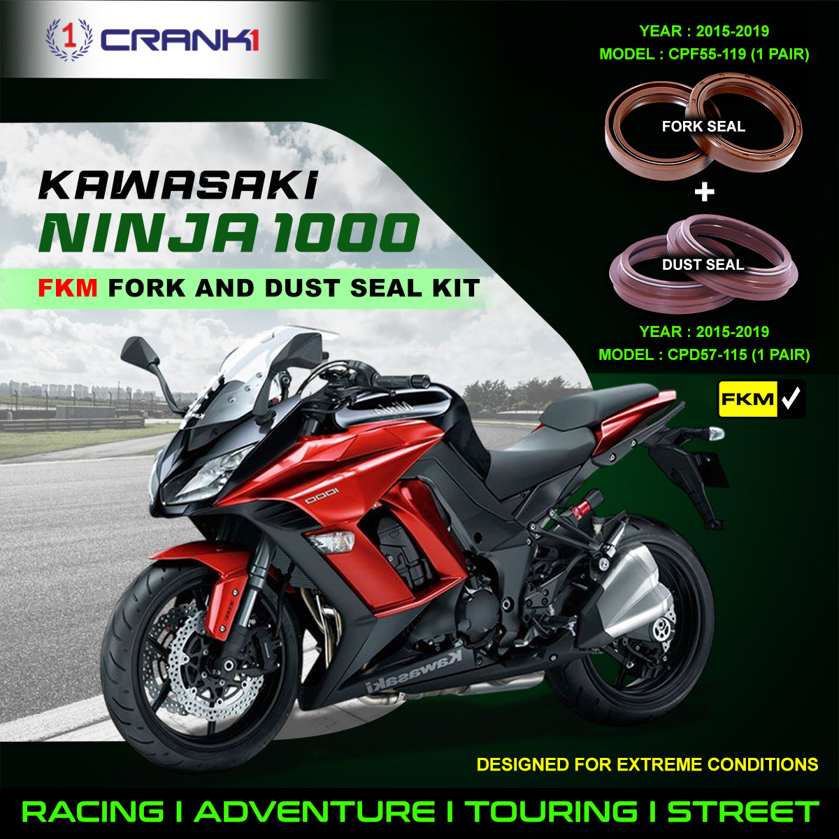 Fork And Dust Seals Kit For Kawasaki Ninja 1000 (2015-2019)