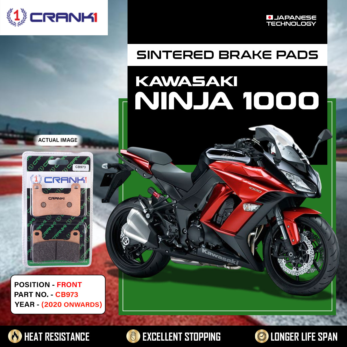 Sintered Brake Pads For Kawasaki Ninja 1000 (2020 Onwards) - Front - CB973 - 2 Sets