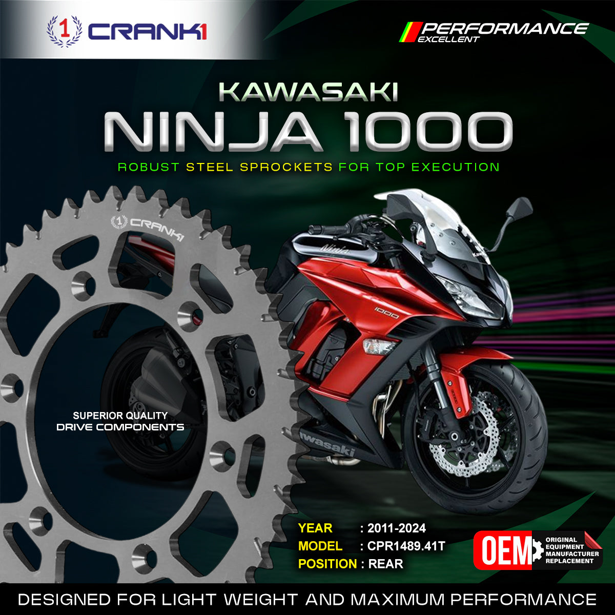 Sprocket For Kawasaki Ninja 1000 (2011-2024) - Rear - CPR1489.41T