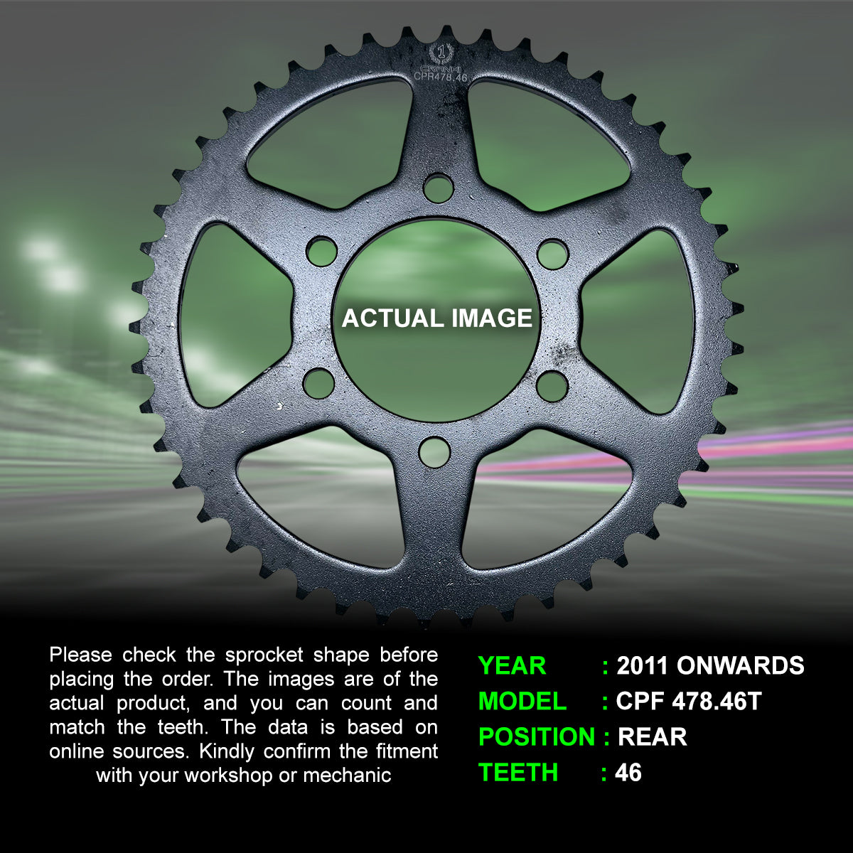 Sprocket For Kawasaki Ninja 650 (2011 Onwards) - Rear - CPR478.46T