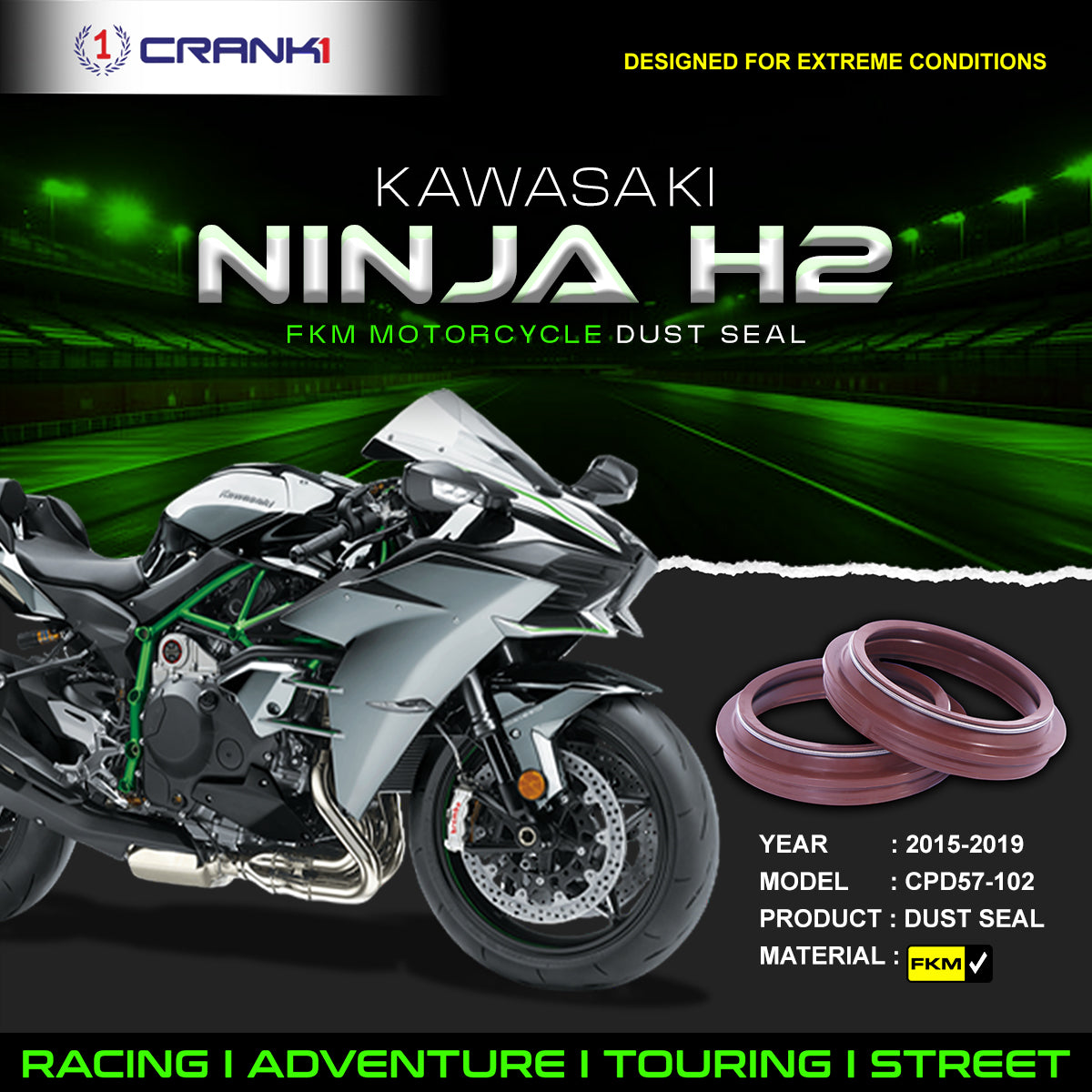 Fork Dust Seals Pair For Kawasaki Ninja H2 (2015-2019) - CPD57-102