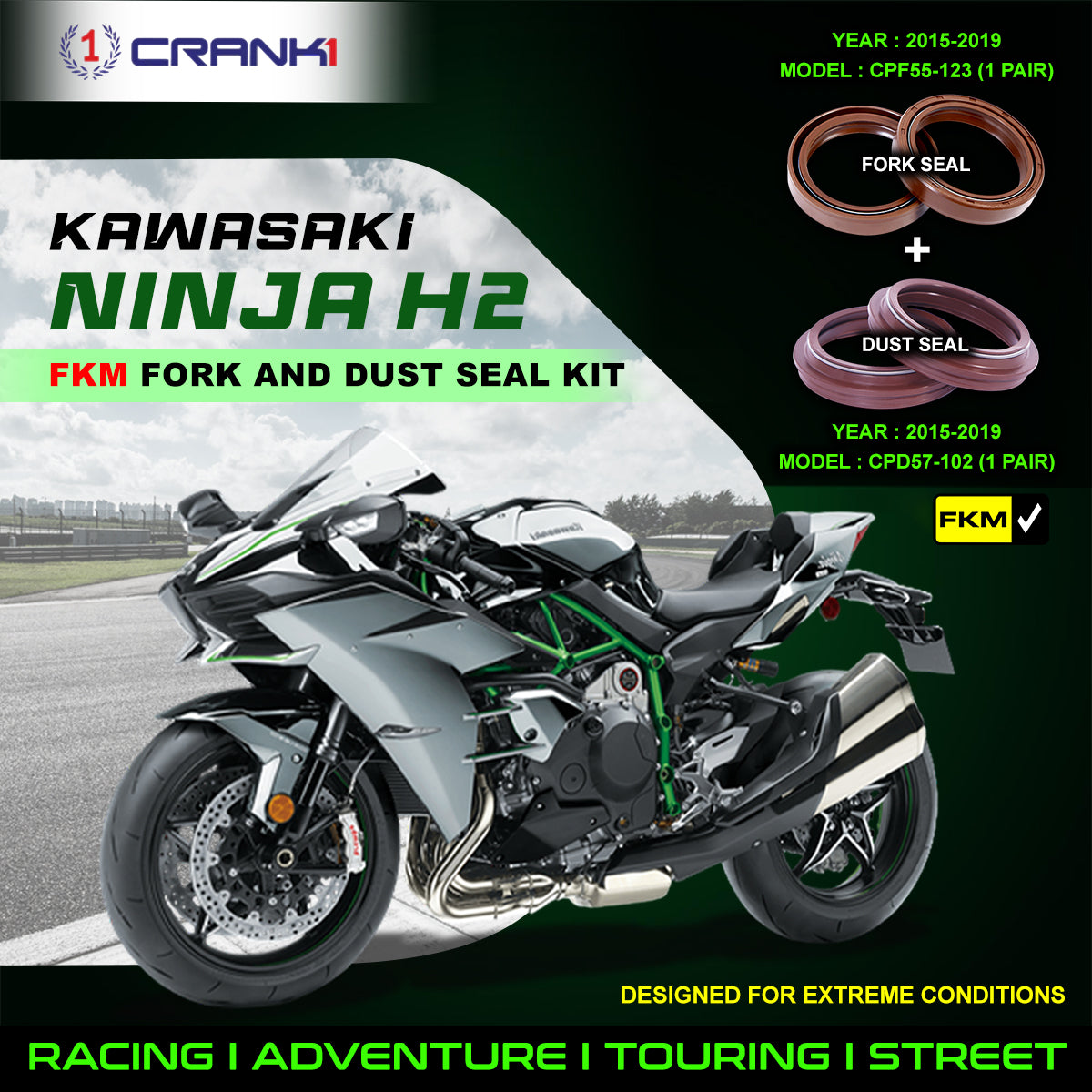 Fork And Dust Seals Kit For Kawasaki Ninja H2 (2015-2019)