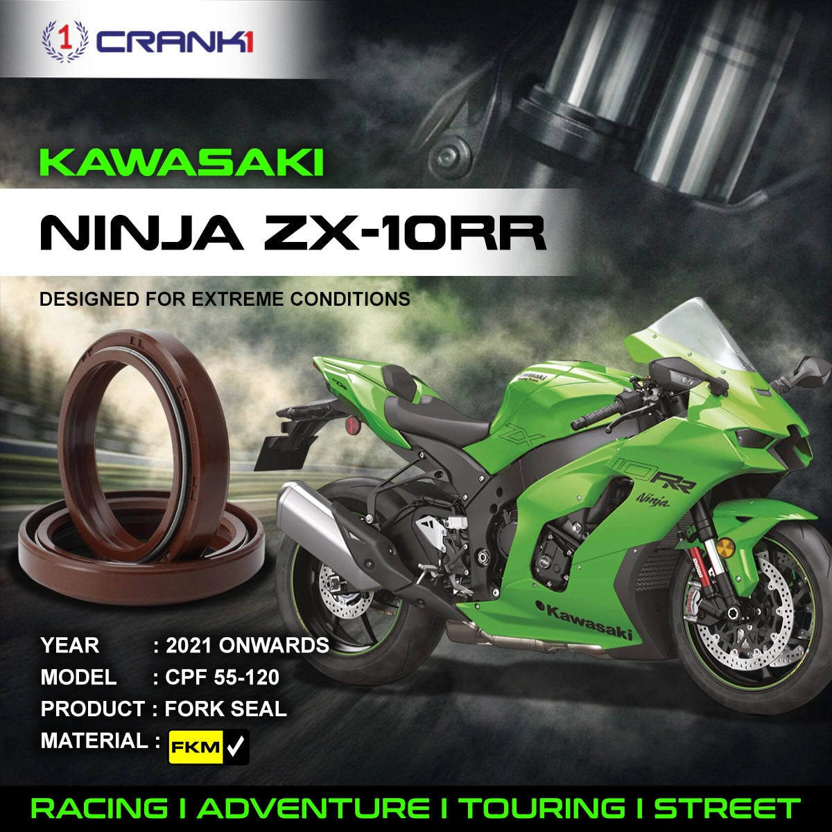 Fork Oil Seals Pair For Kawasaki Ninja ZX-10RR (2021 Onwards) - CPF55-120