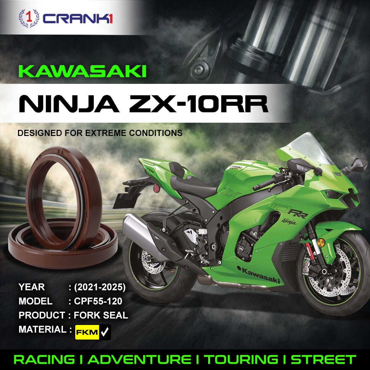 Fork Oil Seals Pair For Kawasaki Ninja ZX-10RR (2021-2025) - CPF55-120