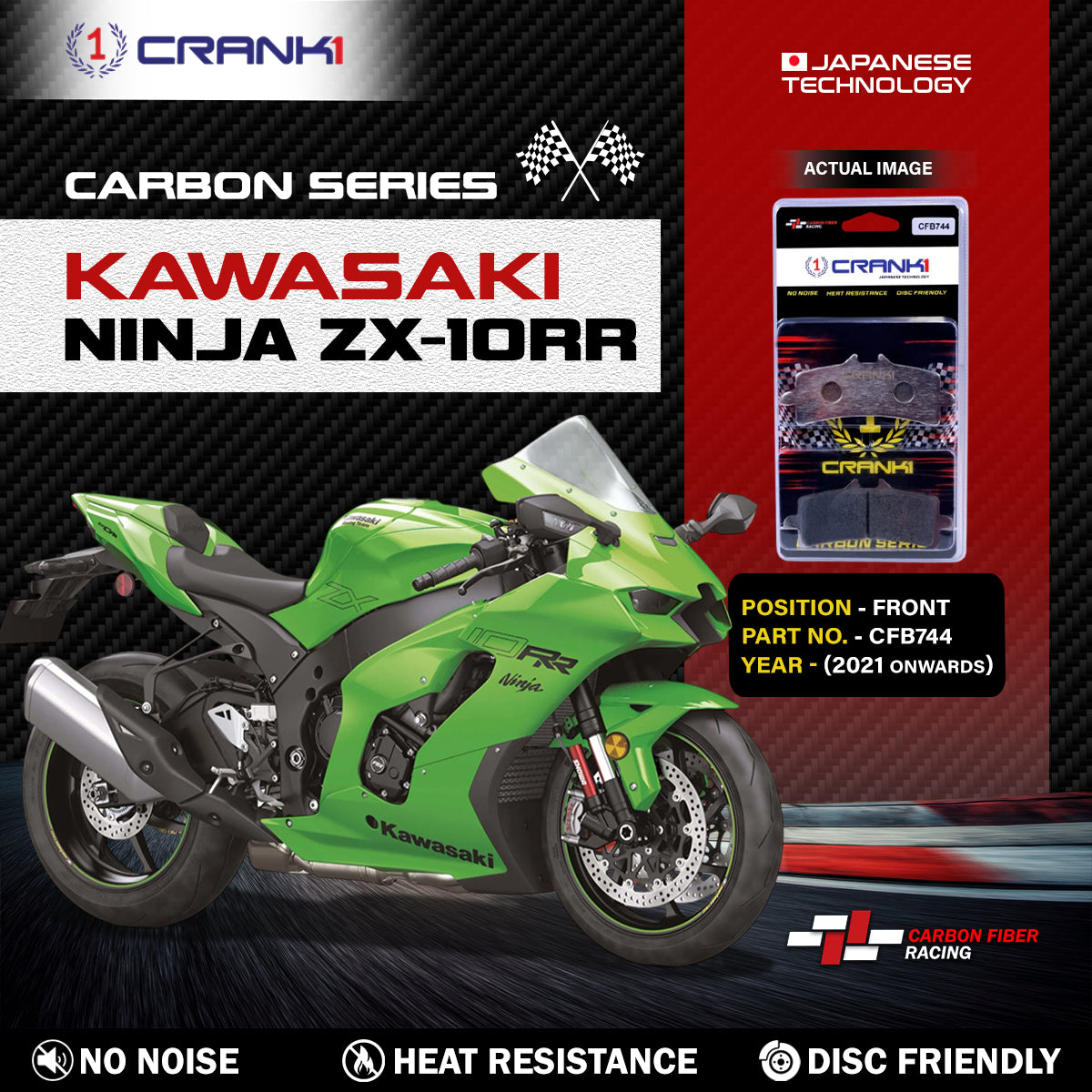 Carbon Brake Pads For Kawasaki ZX-10RR (2021 Onwards) - Front - CFB744 - 2 Sets