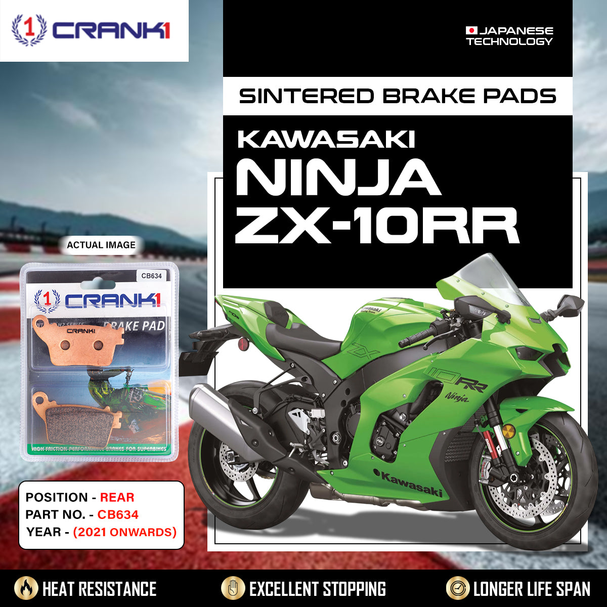 Sintered Brake Pads For Kawasaki Ninja ZX-10RR (2021 Onwards) - Rear - CB634