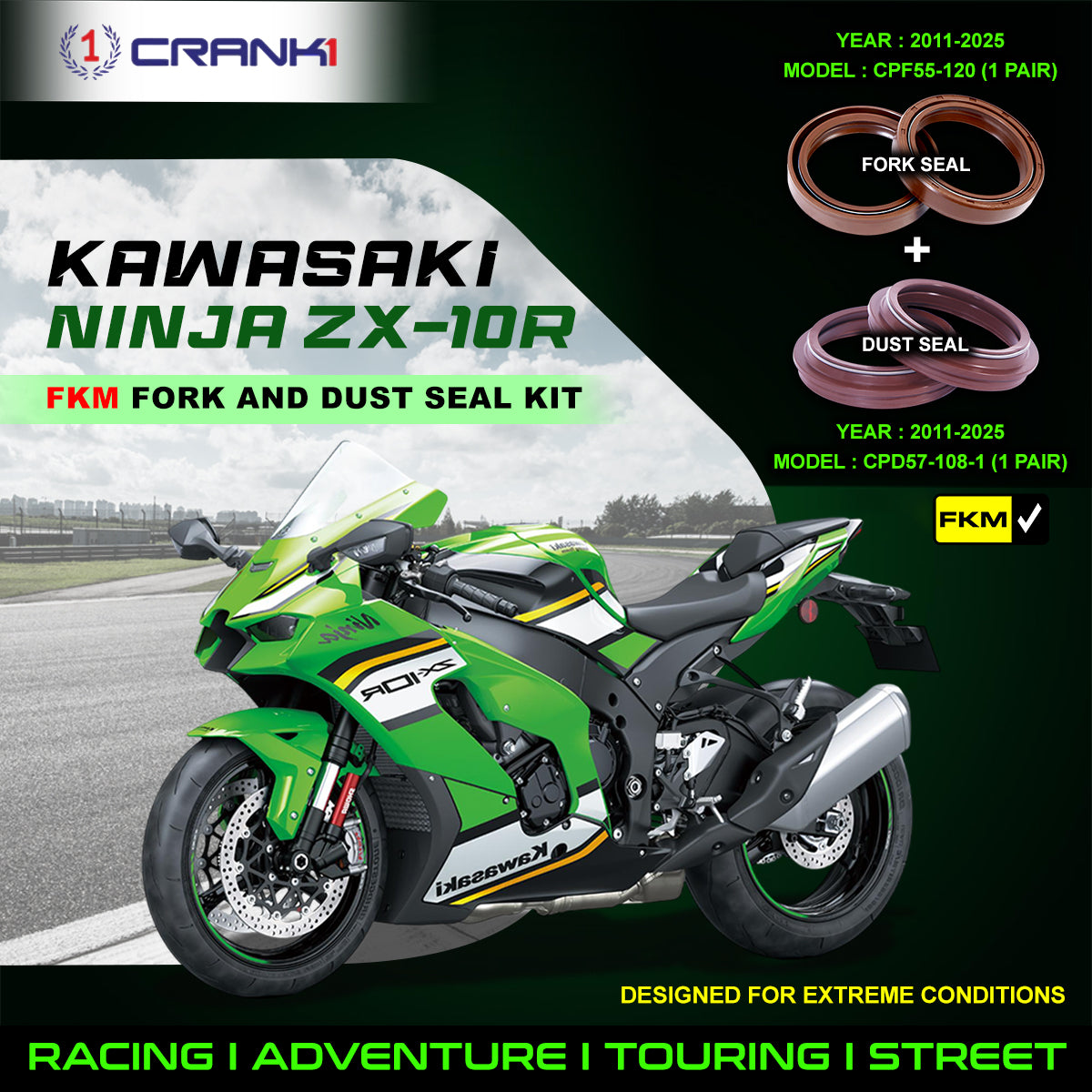 Fork And Dust Seals Kit For Kawasaki Ninja ZX-10R (2011-2025)