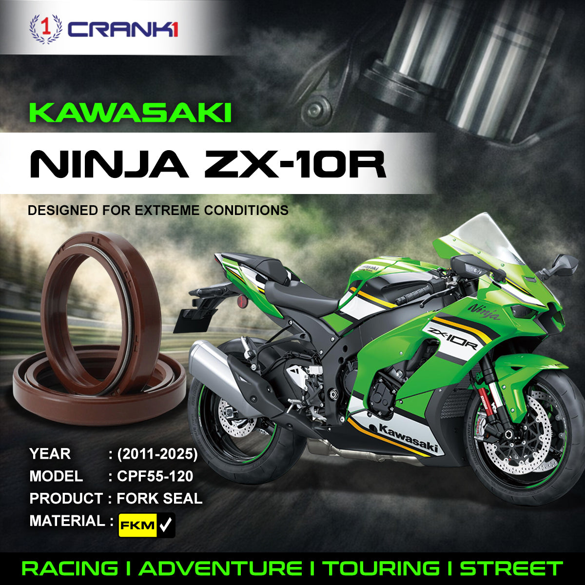 Fork Oil Seals Pair For Kawasaki Ninja ZX-10R (2011-2025) - CPF55-120