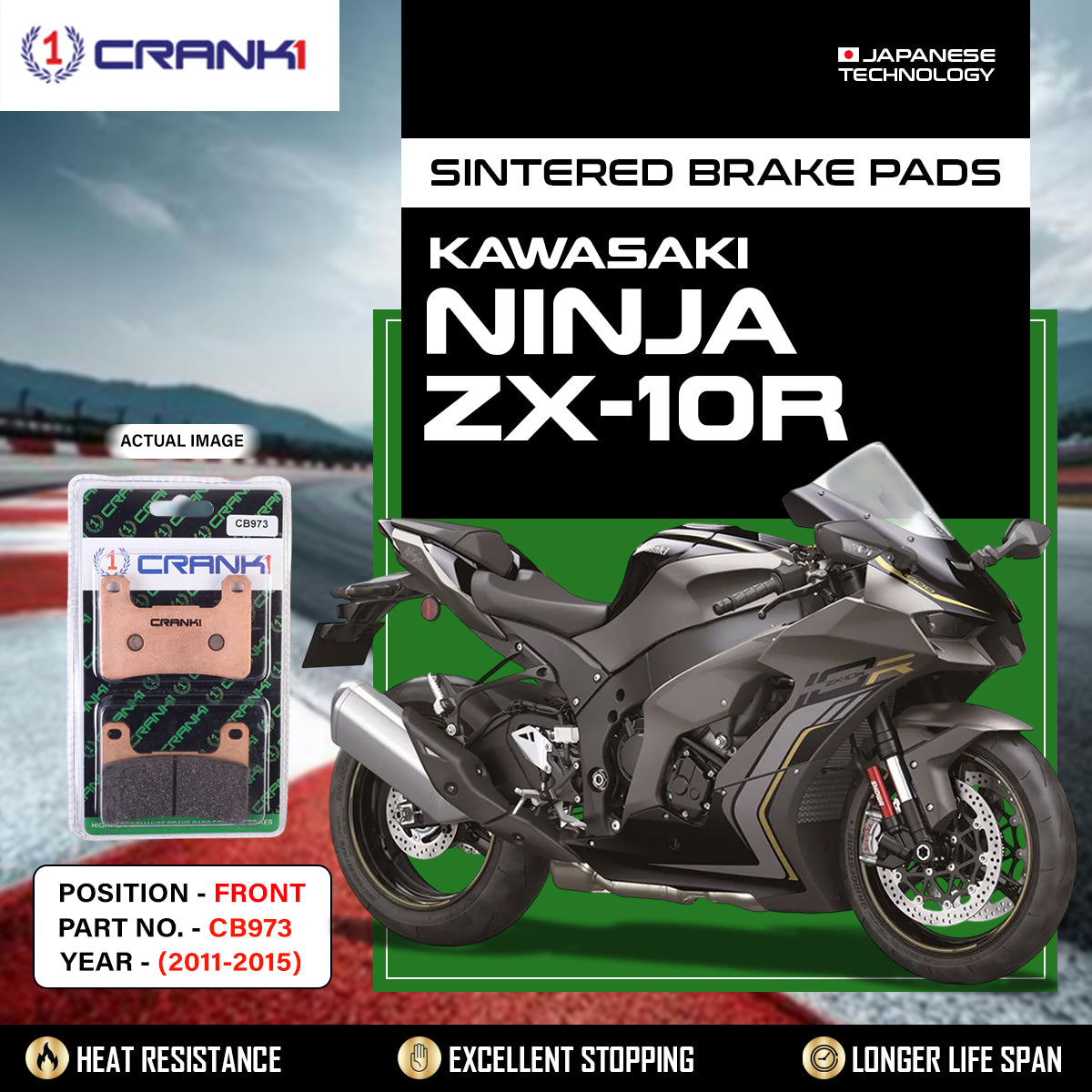 Sintered Brake Pads For Kawasaki Ninja ZX-10R (2011-2015) - Front - CB973 - 2 Sets