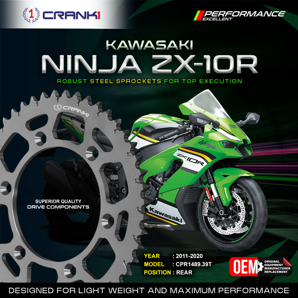 Sprocket For Kawasaki Ninja ZX-10R (2011-2020) - Rear - CPR1489.39T