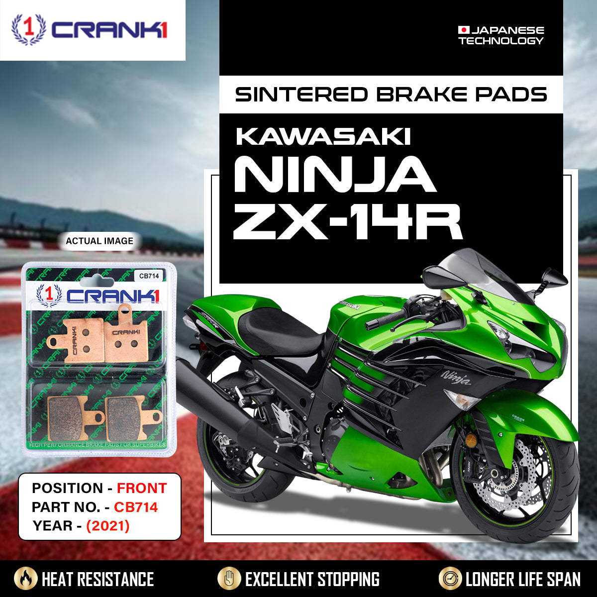 Sintered Brake Pads For Kawasaki Ninja ZX-14R (2021) - Front - CB714 - 2 Sets