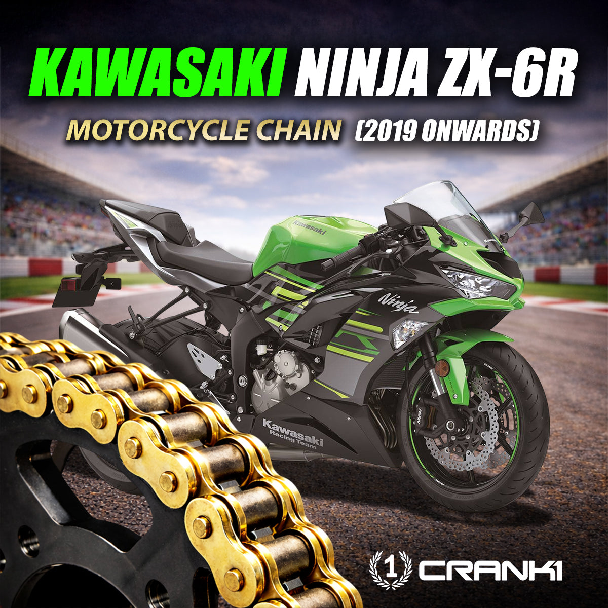 Chain For Kawasaki Ninja ZX-6R (2019 Onwards) - 520 Pitch x 112 Links Gold (ZVMX)