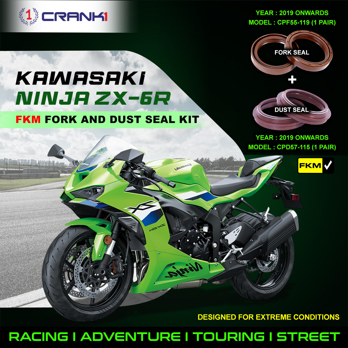 Fork And Dust Seals Kit For Kawasaki Ninja ZX-6R (2019 Onwards) | Supe