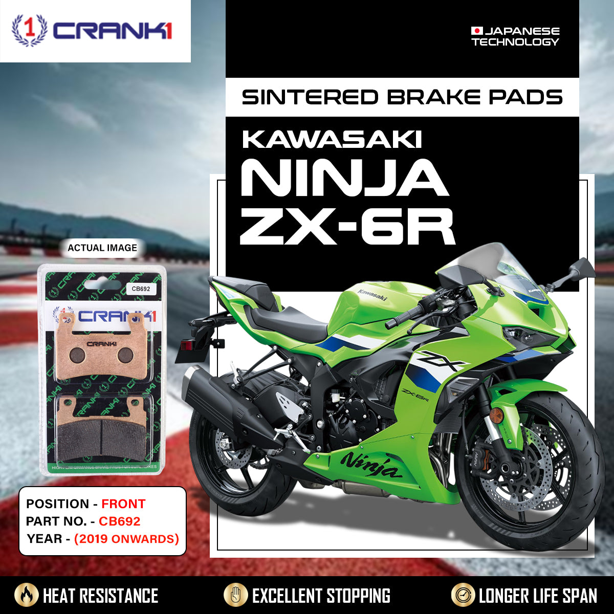 Sintered Brake Pads For Kawasaki Ninja ZX-6R (2019 Onwards) - Front - CB692 - 2 Sets