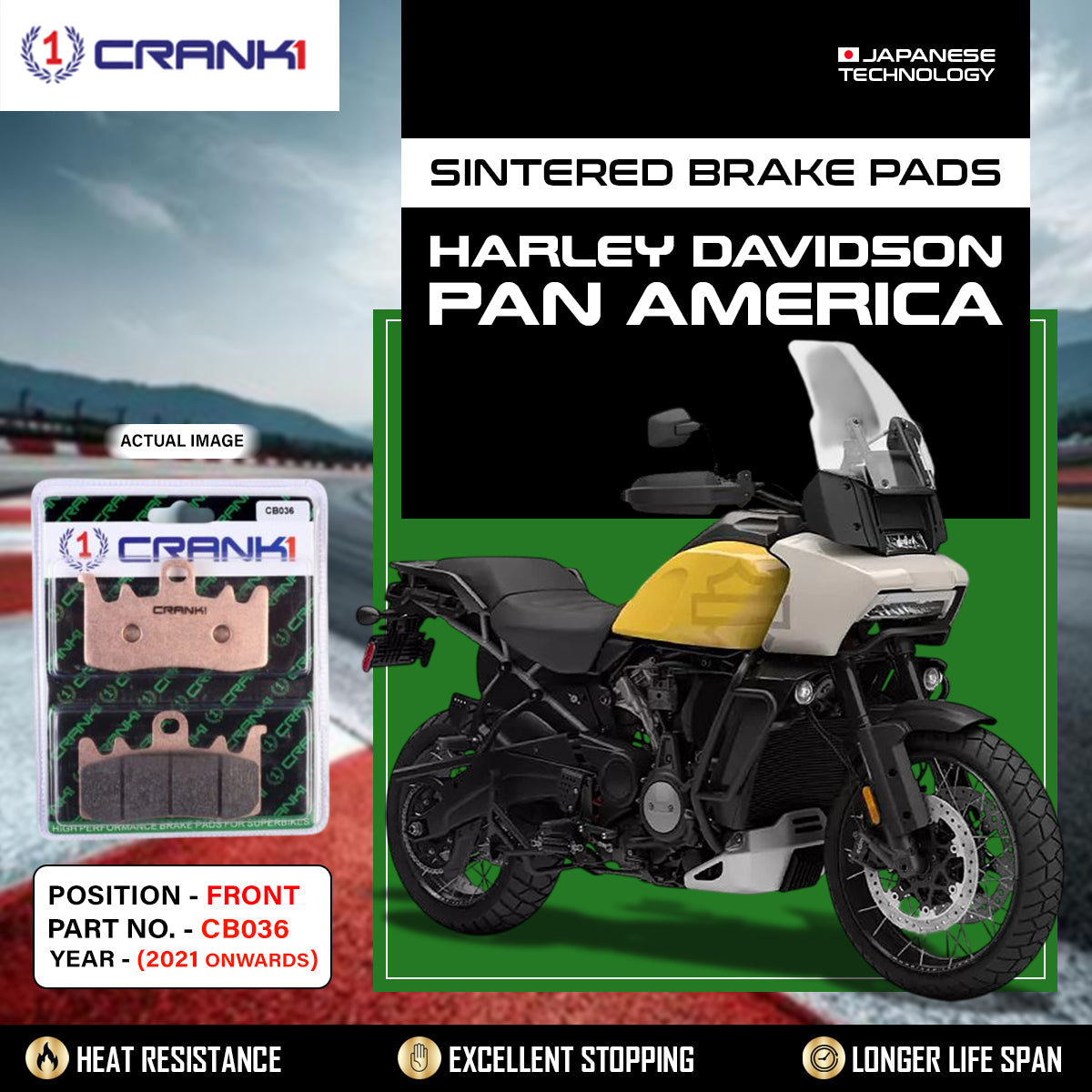 Sintered Brake Pads For Harley Davidson Pan America (2021 Onwards) - Front - CB036 - 2 Sets