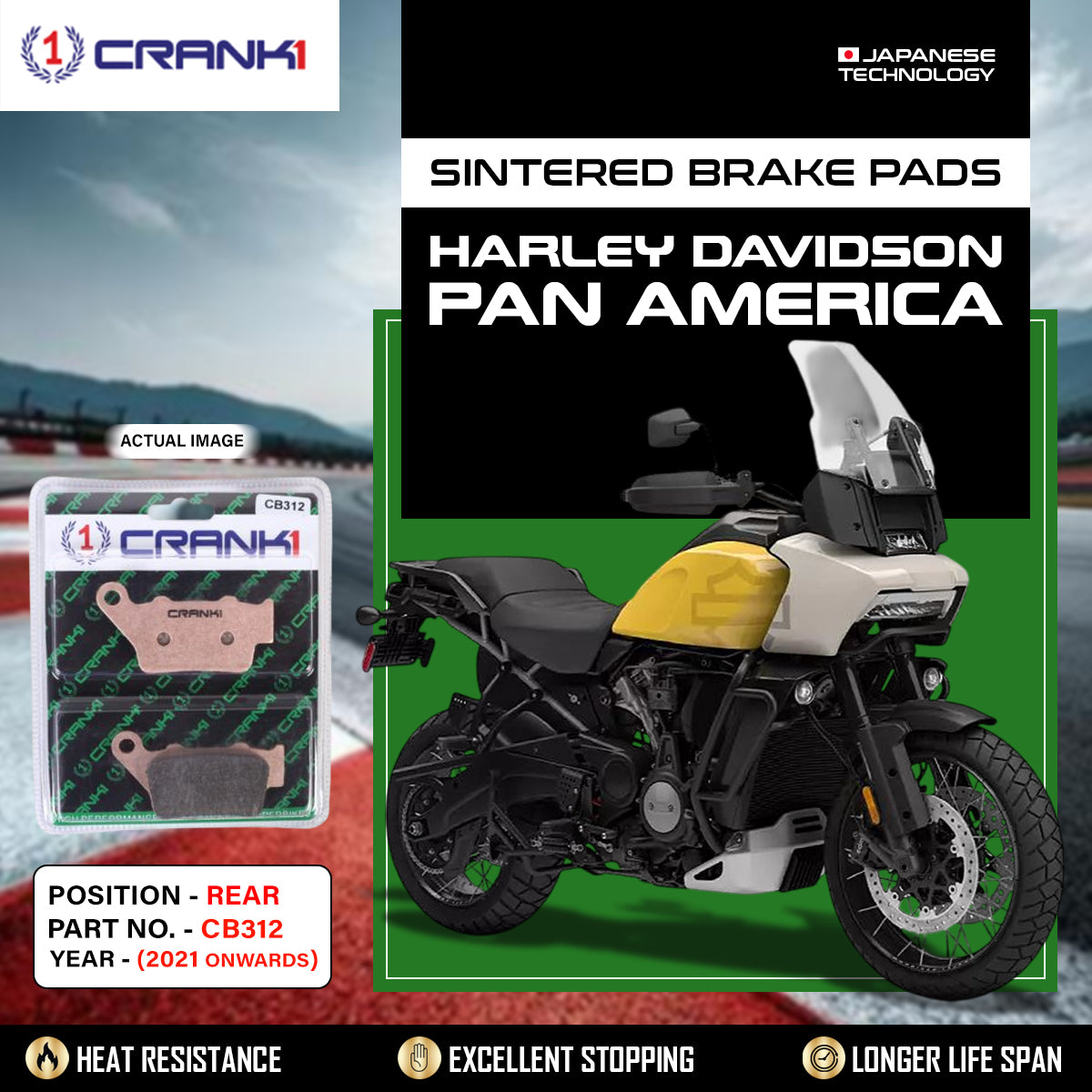 Sintered Brake Pads For Harley Davidson Pan America (2021 Onwards) - Rear - CB312