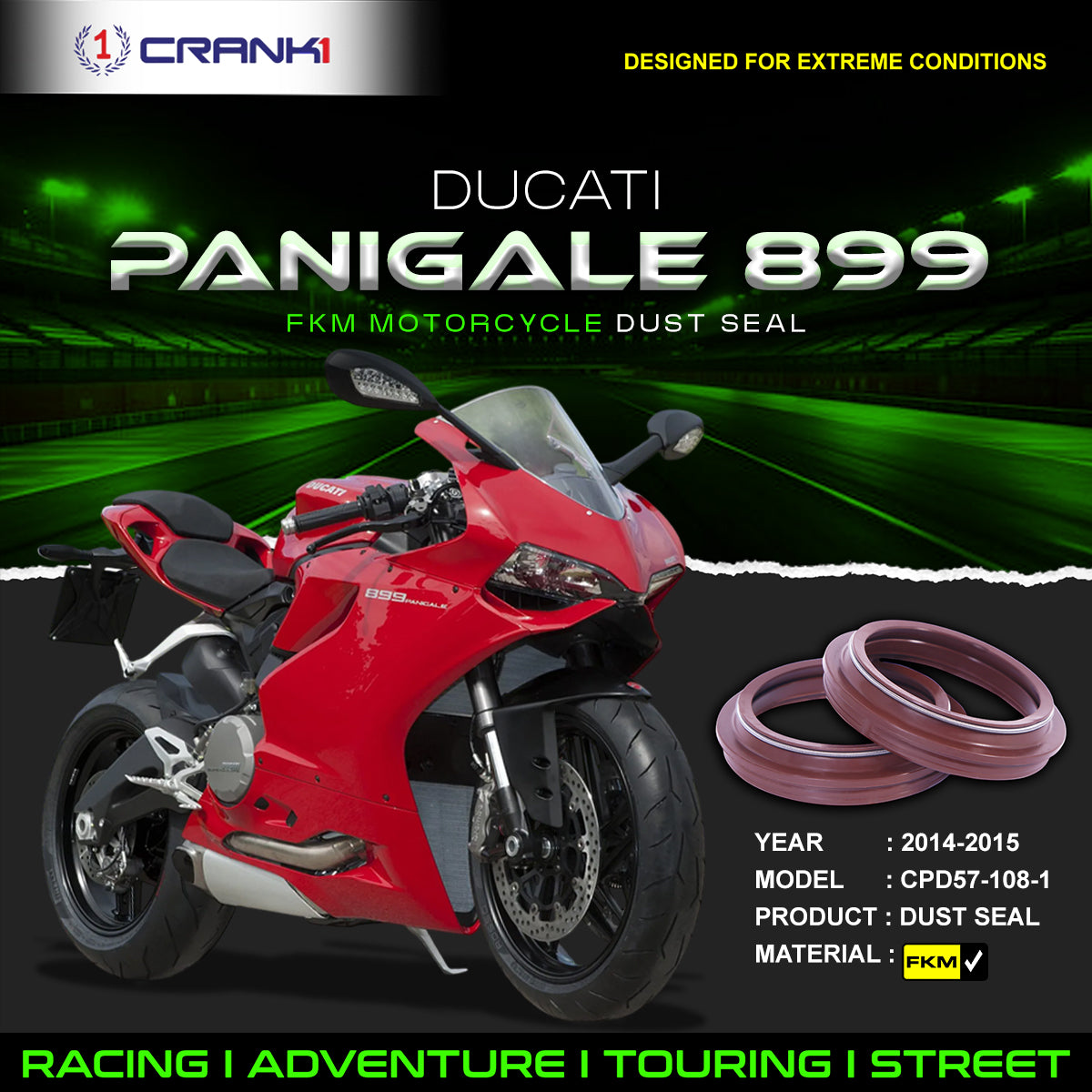 Fork Dust Seals Pair For Ducati Panigale 899 (2014-2015) - CPD57-108-1