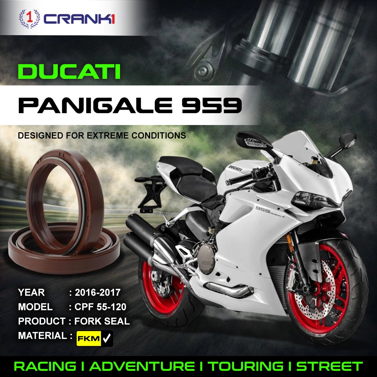 Fork Oil Seals Pair For Ducati Panigale 959 (2016-2017) - CPF55-120
