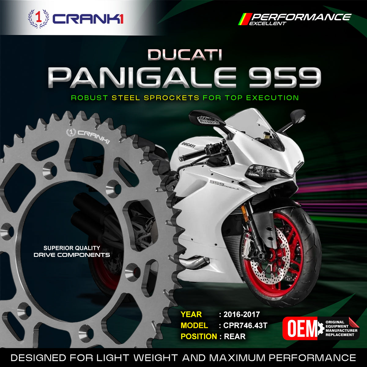 Sprocket For Ducati Panigale 959 (2016-2017) - Rear - CPR746.43T