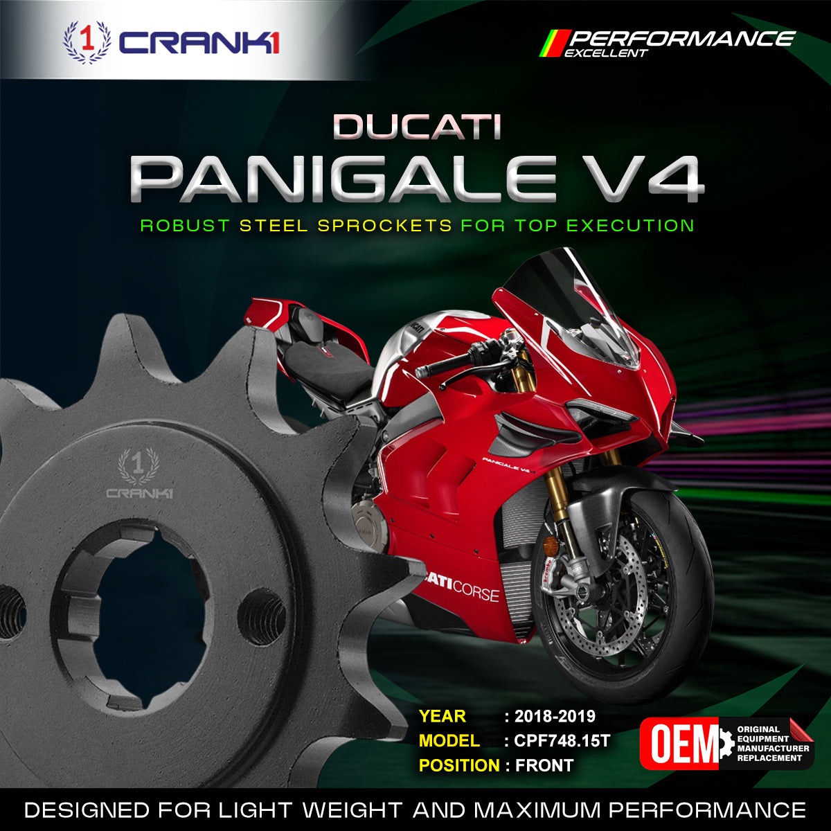 Sprocket For Ducati Panigale V4 (2018-2019) - Front - CPF748.15T