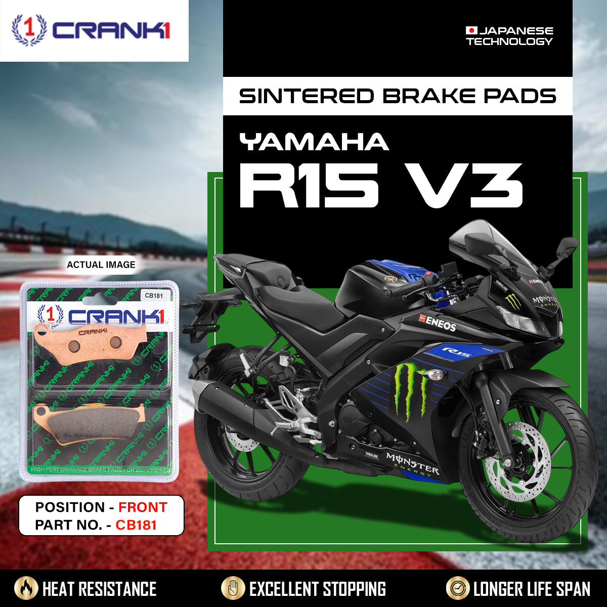 Sintered Brake Pads For Yamaha R15 V3 - Front - CB181