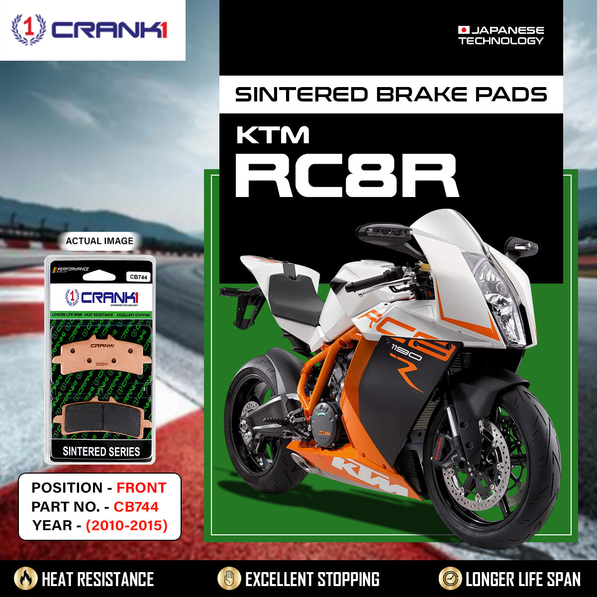 Sintered Brake Pads For KTM RC8R (2010-2015) - Front - CB744 - 2 Sets