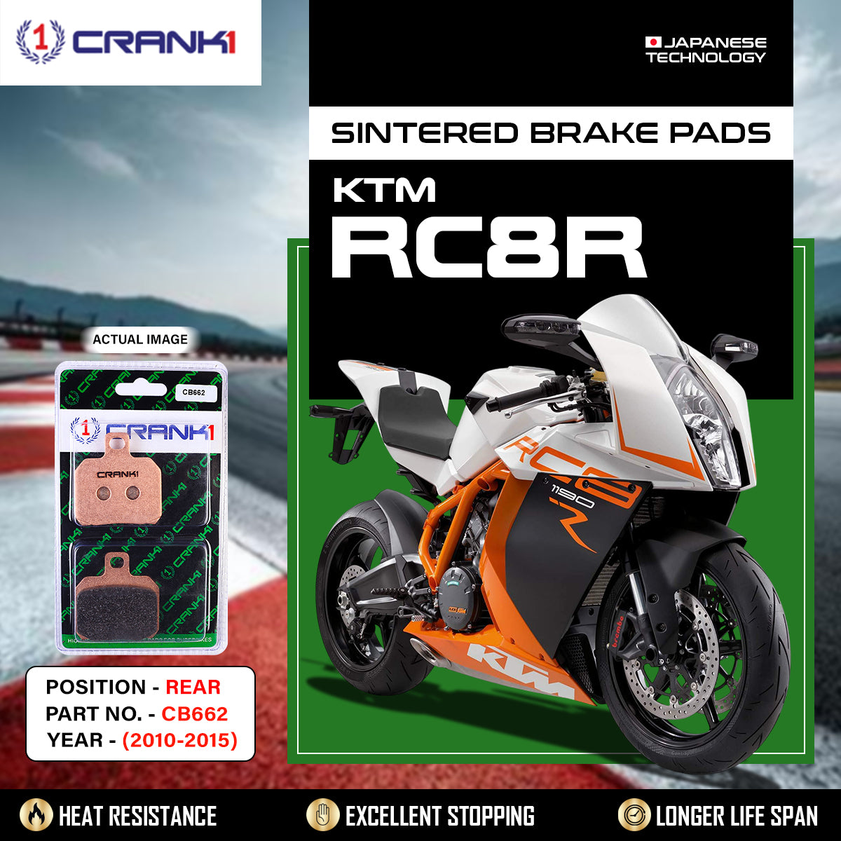 Sintered Brake Pads For KTM RC8R (2010-2015) - Rear - CB662 - 1 Set