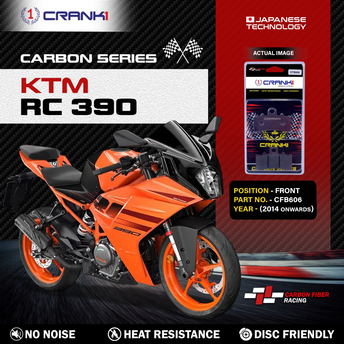 Carbon Brake Pads For KTM RC 390 (2014 Onwards) - Front - CFB606