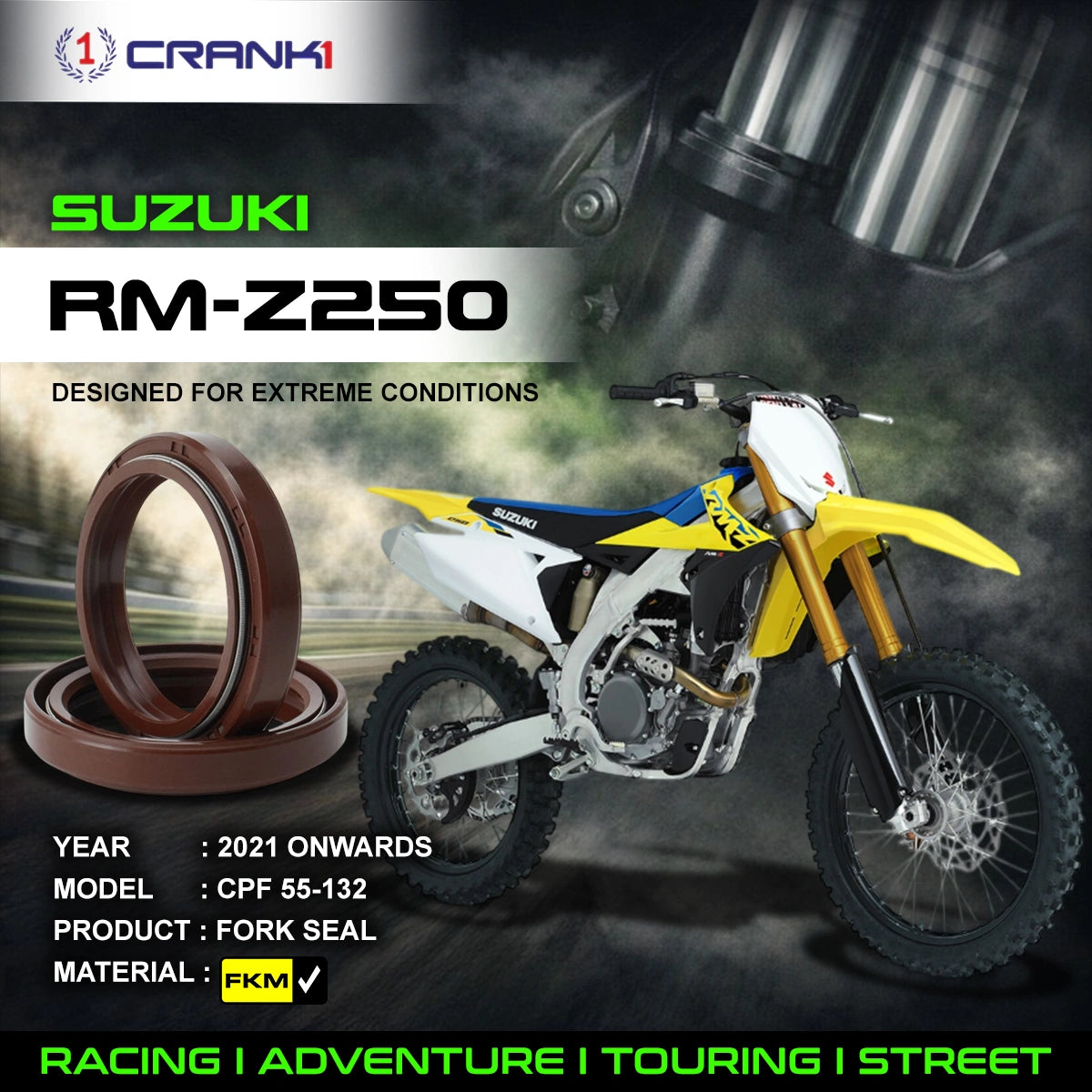 Fork Oil Seals Pair For Suzuki RM-Z250 (2021 Onwards) - CPF55-132