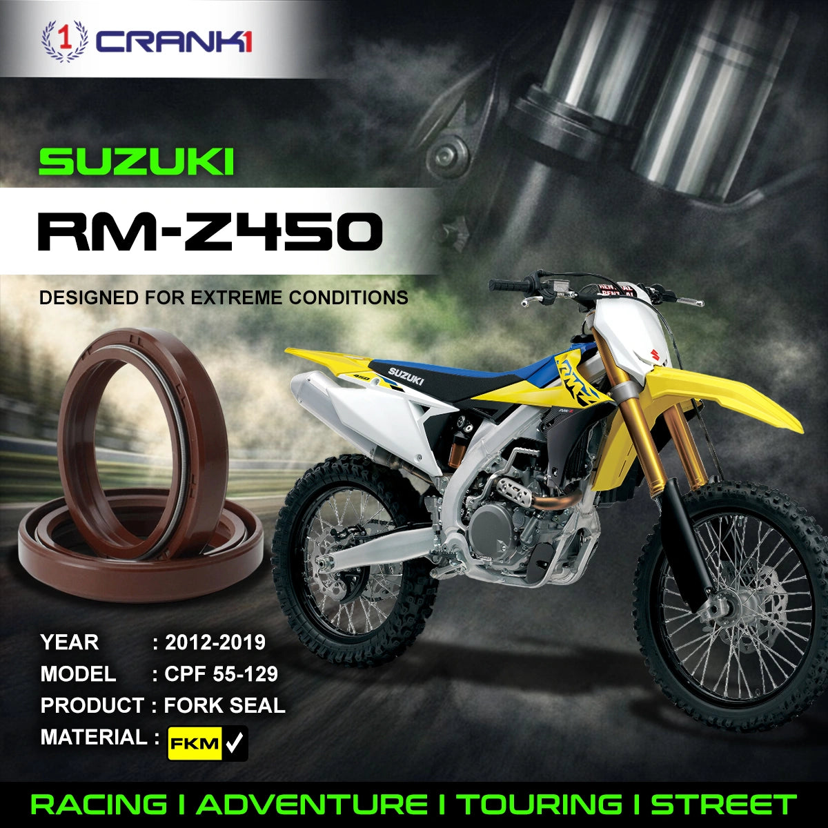 Fork Oil Seals Pair For Suzuki RM-Z450 (2012-2019) - CPF55-129