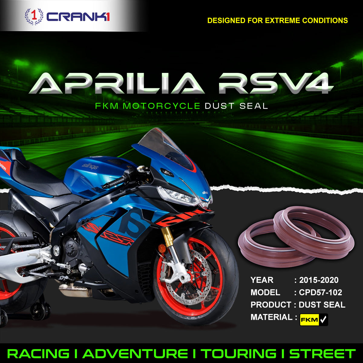 Fork Dust Seals Pair For Aprilia RSV4 (2015-2020) - CPD57-102