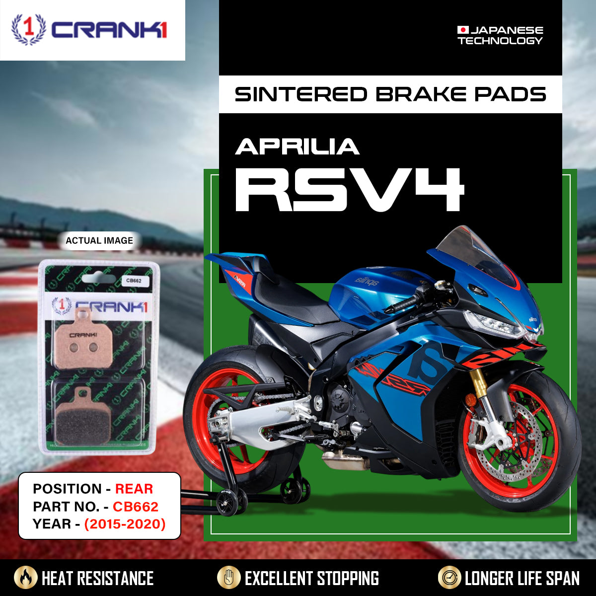 Sintered Brake Pads For Aprilia RSV4 (2015-2020) - Rear - CB662