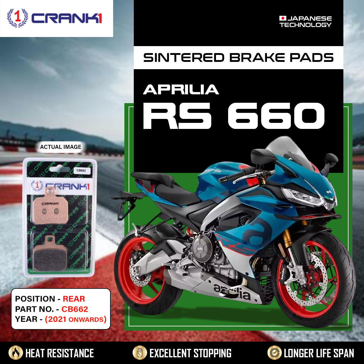 Sintered Brake Pads For Aprilia RS 660 (2021 Onwards) - Rear - CB662