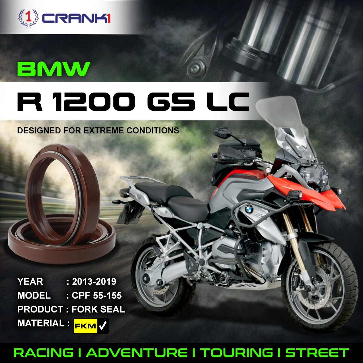 Fork Oil Seals Pair For BMW R 1200 GS LC (2013-2019) - CPF55-155