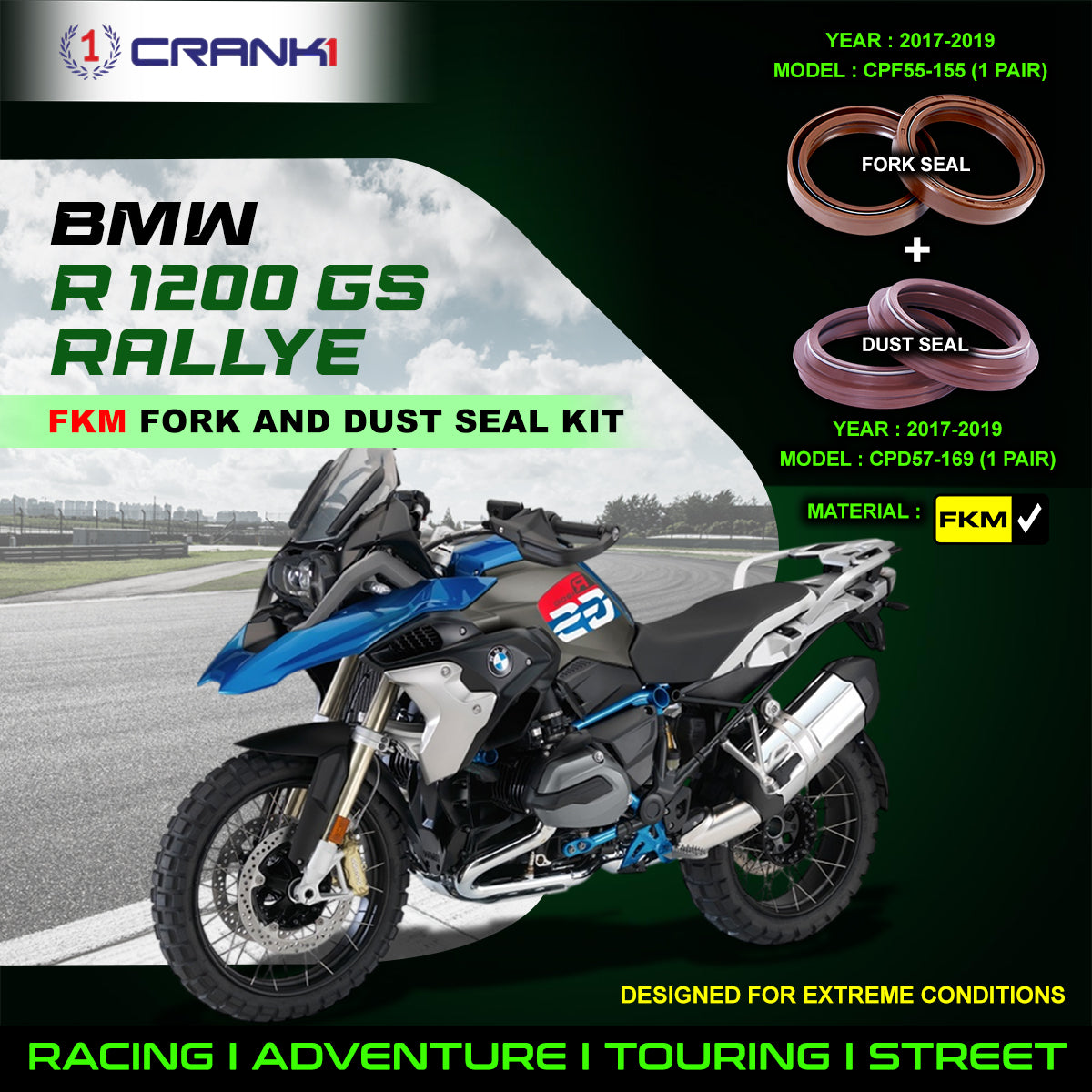 Fork And Dust Seals Kit For BMW R 1200 GS Rallye (2017-2019)