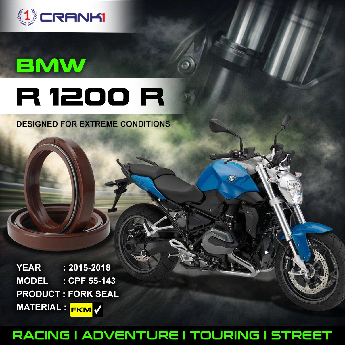 Fork Oil Seals Pair For BMW R 1200 R (2015-2018) - CPF55-143