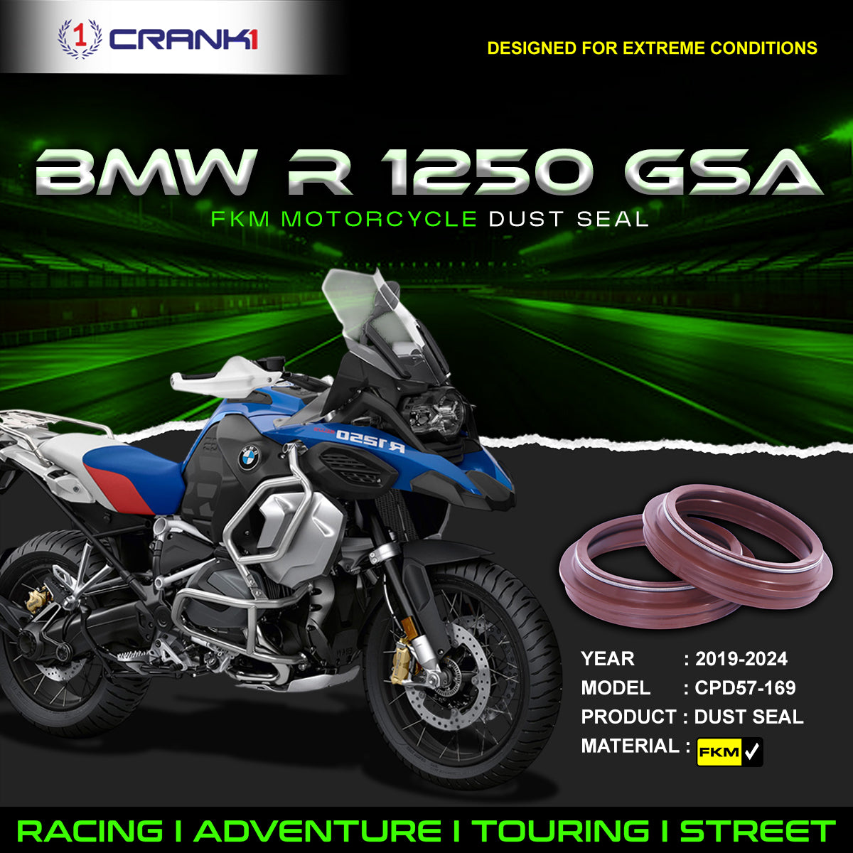 Fork Dust Seals Pair For BMW R 1250 GSA (2019-2024) - CPD57-169