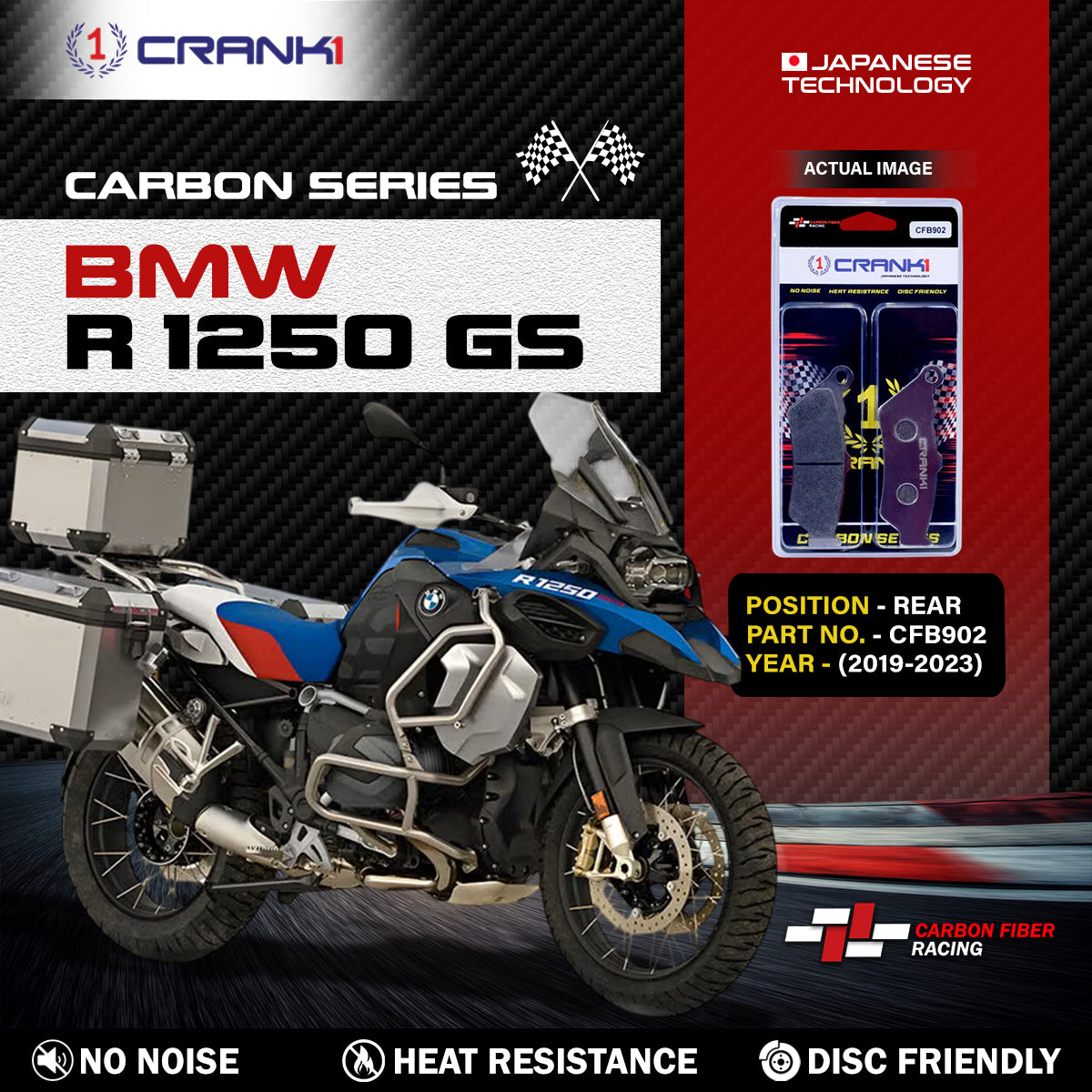 Carbon Brake Pads For BMW R 1250 GS (2019-2023) - Rear - CFB902