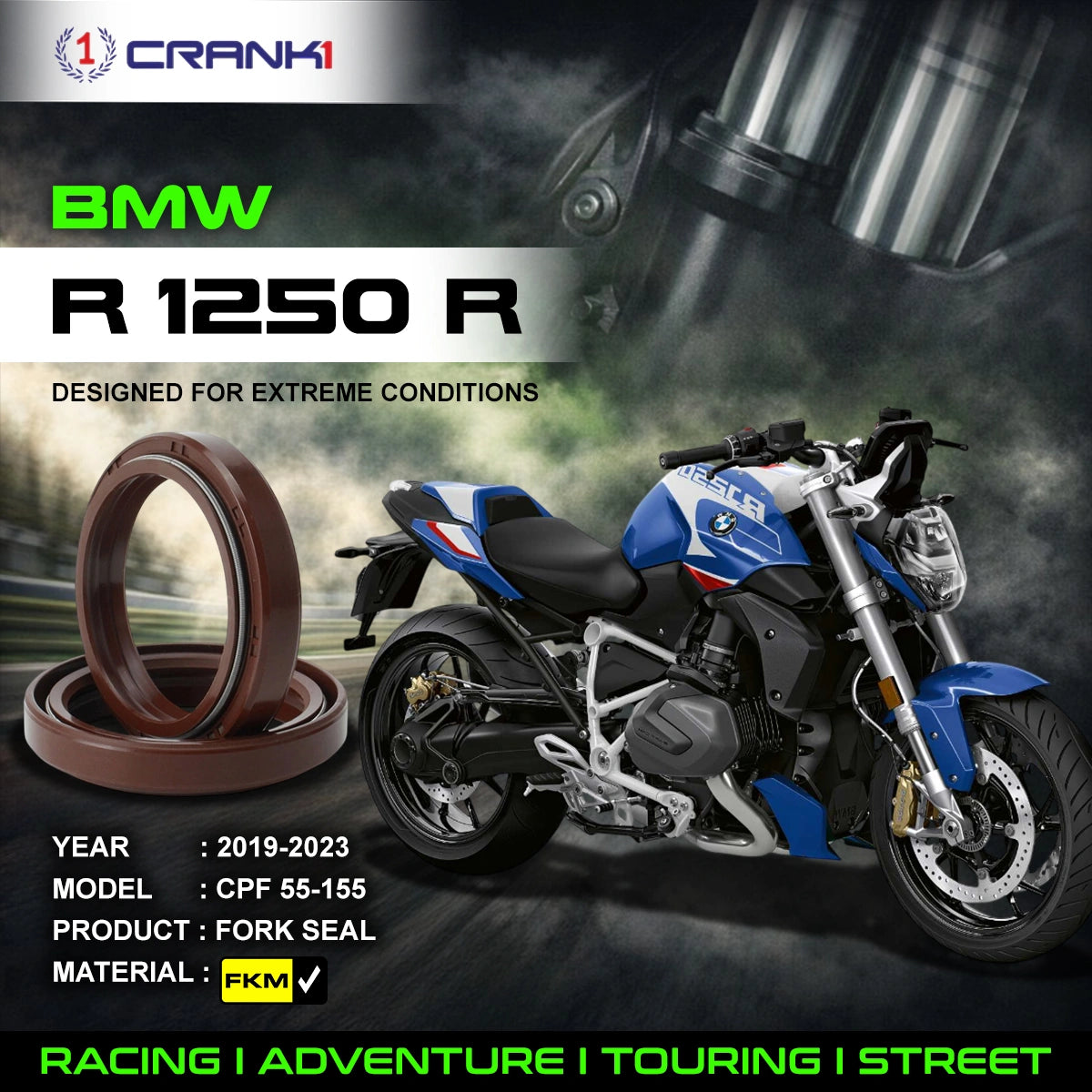 Fork Oil Seals Pair For BMW R 1250 R (2019-2023) - CPF55-155